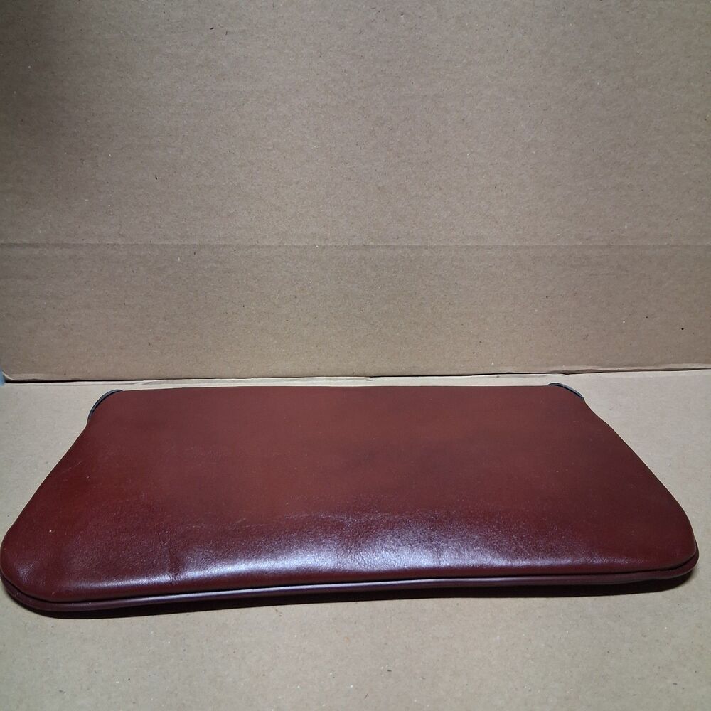 Vintage Etienne Aigner Burgundy Leather Clutch + Mirror Set NOS Gold Hardware - Picture 6 of 13